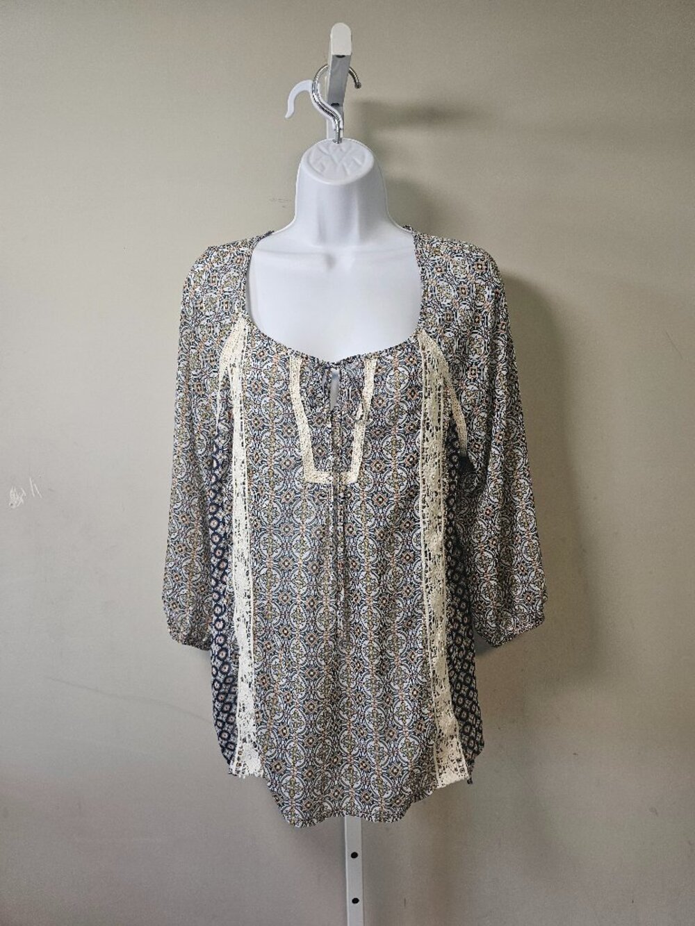 Cato Est 1962 Blouse Boho Hippie Festival Crochet Blue L